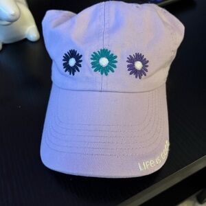 Life Is Good Lavender Hat with Floral Embroidery